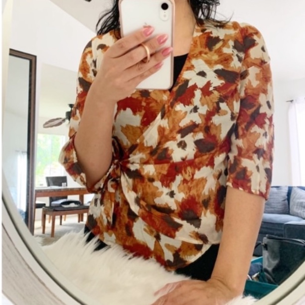 J.Jill Sheer Wrap Blouse Silk Blend Small